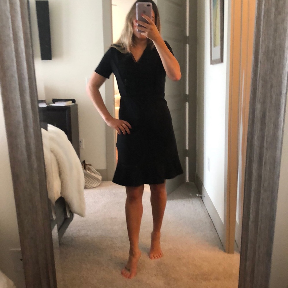 Tahari black suit dress kick flare